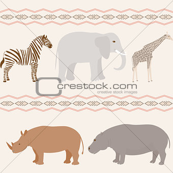 Seamless african animals pattern
