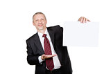 Businessman showing blank sheet of paper