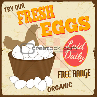 Fresh eggs vintage poster