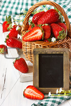 Strawberry in a basket.