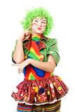 Portrait of pensive female clown