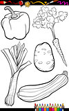 cartoon vegetables set for coloring book