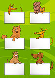 dogs with cards cartoon design set