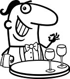 waiter in restaurant cartoon illustration