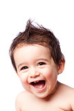 Happy cute laughing toddler boy