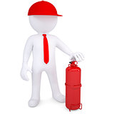 3d man with fire extinguisher