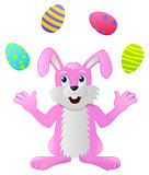 Rabbit juggling Easter Eggs