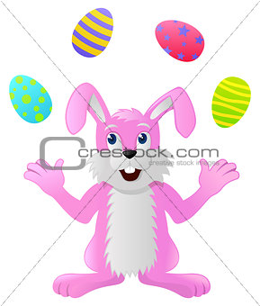 Rabbit juggling Easter Eggs