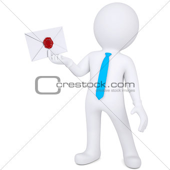 3d man holding an envelope in his hand