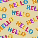 Hello Colorful Words in Seamless Pattern