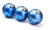 three blue decoration balls