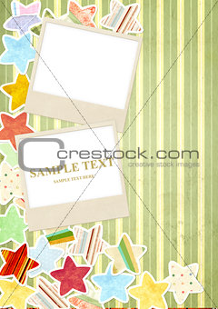 Background with photo and paper stars