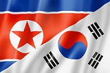 North Korea and South Korea flag