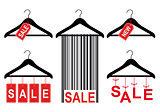 sale tags on clothes hanger, vector set