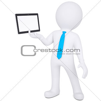 3d man holding tablet PC