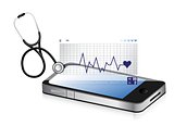 modern medical app smartphone with a Stethoscope