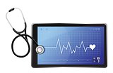 modern medical app tablet with a Stethoscope