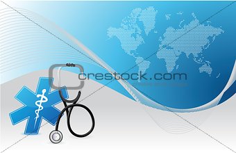 map background internet concept with a Stethoscope