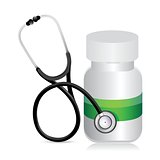 pills jar with a Stethoscope