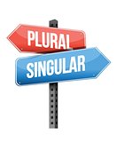 plural, singular road sign