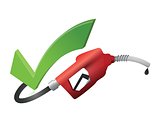 approve check mark with a gas pump nozzle