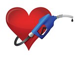 heart with a gas pump nozzle