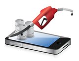 smartphone with a gas pump nozzle