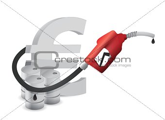 euro symbol with a gas pump nozzle
