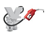 yen symbol with a gas pump nozzle