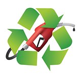 recycle symbol with a gas pump nozzle