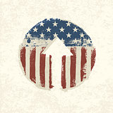 Grunge american flag themed up arrow symbol. Vector, EPS10
