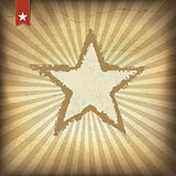 Retro brown sunburst background with star. Vector illustration, 