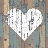 White heart on wooden background. Vector, EPS10
