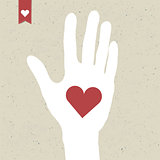 Heart sign on paper texture. Vector, EPS10