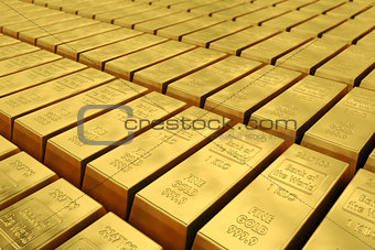 Rows of gold bars