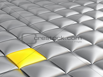 abstract smooth grey metallic cubes with a contrasting yellow cube