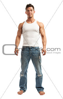 Full-length of handsome young man standing on white