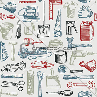 Tools Instruments Seamless Pattern Vector