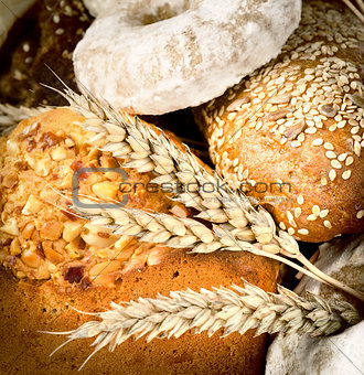 Background of bread and wheat