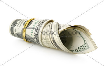 Money wrapped in a rubber band