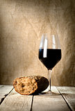 Wine glass and bread