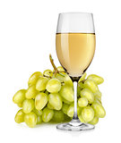 Wineglass and a bunch of grapes