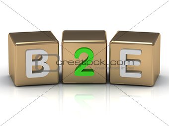 B2E Business to Employee symbol on gold cubes