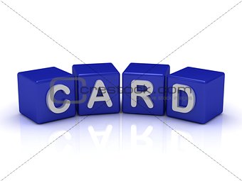 CARD word on blue cubes 