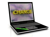 CHANGE message on laptop screen 