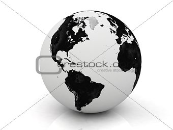 black and white globe