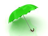 Green umbrella with wooden handle