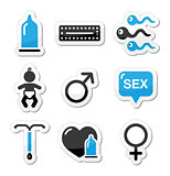 Contraception methods, sex vector icons sex
