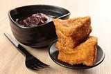 cranberry sauce and fried camembert