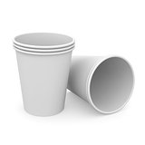 Group of white paper cups